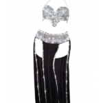 Dazzling Silver Rhinestone & Black Cut-Out Two-Piece Dance Set