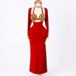 Crimson Goddess Coin-Embellished Two-Piece Set DS0001