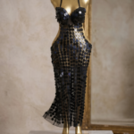 Dramatic Black Paillette Sequin Cut-Out Performance Dress