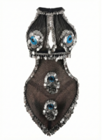 Enchanting Black Mesh & Silver Coin "Evil Eye" Cut-Out Dance Outfit