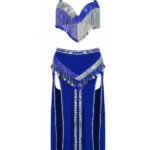 Glamorous Royal Blue & Silver Beaded Fringe Two-Piece Dance Set