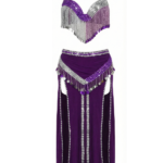 Glamorous Purple & Silver Beaded Fringe Two-Piece Dance Set