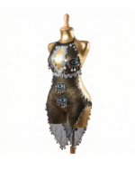 Nazar-Inspired Black Mesh Evil Eye Performance Harness-Dress with Silver Coin Trim