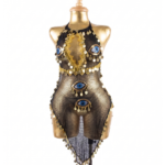 Mystical Black Mesh "Evil Eye" Dance Dress with Gold Coin Trim