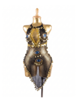 Mystical Black Mesh "Evil Eye" Dance Dress with Gold Coin Trim