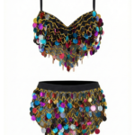 Vibrant Multicolor Sequin Two-Piece Festival & Dance Set DS0004