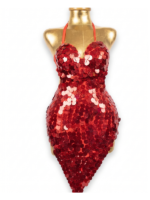 Dazzling Fiery Red Paillette Sequin Asymmetrical Halter Mini Dress