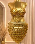 Dazzling Metallic Gold Scalloped Coin Two-Piece Dance Set - Image 2