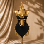 Classic Black Mesh Belly Dance Hip Scarf with Tiered Silver Coins - Image 2