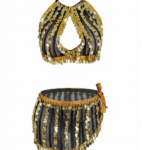 Glamorous Black Mesh & Gold Coin Two-Piece Dance Set DS0007