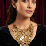 Bohemian Gold-Tone Multi-Tiered Polished Disc Bib Necklace