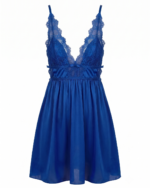 Elegant V-Neck Satin & Lace Slip Nightgown - One Size (50-80 kg) - Image 2