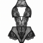 Seductive Halter Neck Floral Lace Teddy Bodysuit - One Size (50-80 kg)