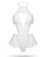 Seductive Halter Neck Floral Lace Teddy Bodysuit - One Size (50-80 kg) - Image 2