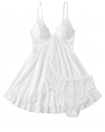 Romantic Open Front Ruffled Lace Babydoll Set - One Size (50-80 kg)