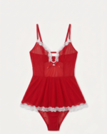 Sweet & Flirty Lace-Trimmed Mesh Skirted Bodysuit - One Size (50-80 kg) - Image 3