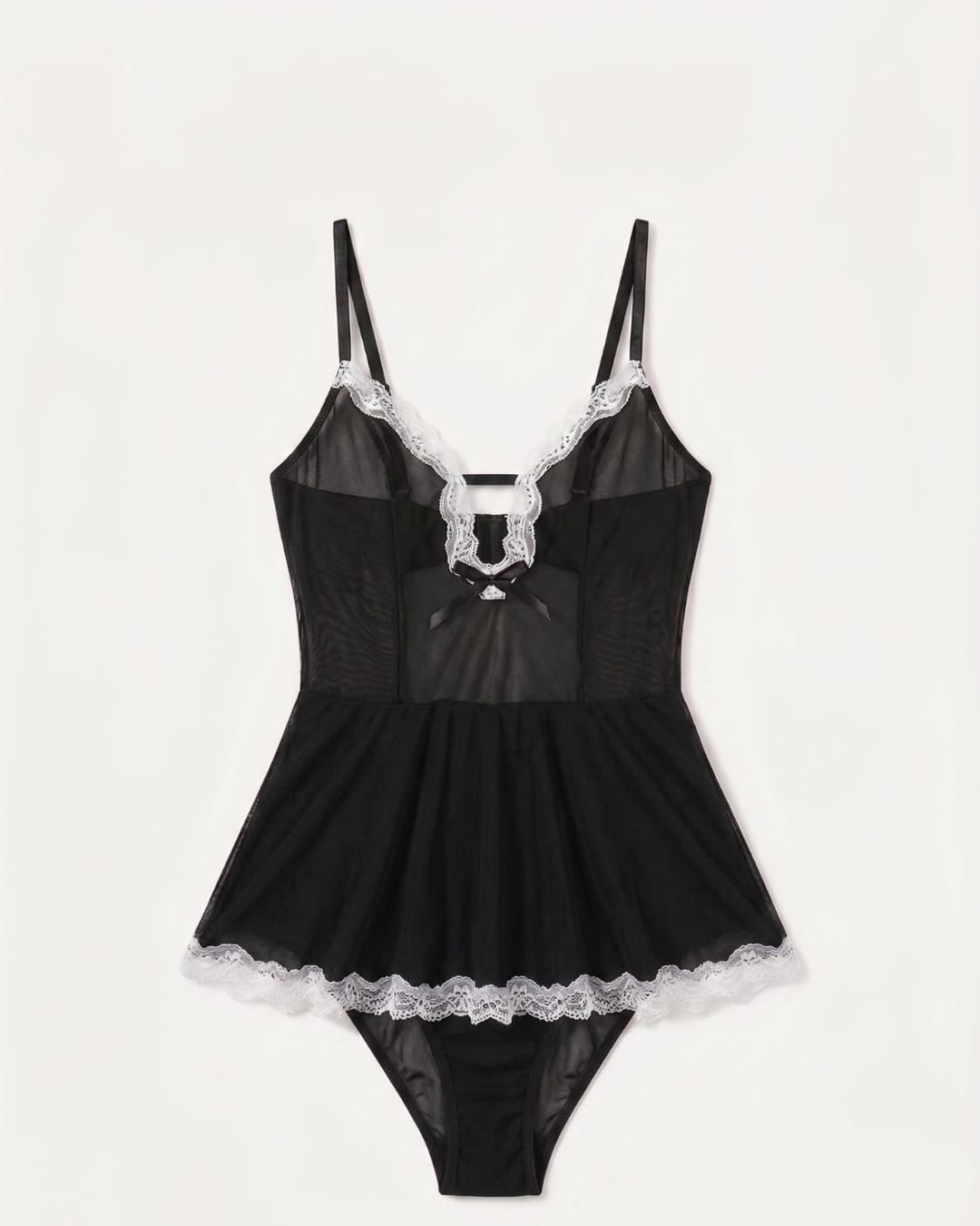 24 Sweet & Flirty Lace-Trimmed Mesh Skirted Bodysuit - One Size (50-80 kg) - Image 1