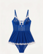 Sweet & Flirty Lace-Trimmed Mesh Skirted Bodysuit - One Size (50-80 kg) - Image 4