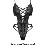 Seductive Lace-Up Floral Teddy with Matching Thigh Bands - One Size (50-80 kg)