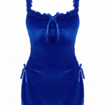 Charming Ruffled Velvet Slip Dress Nightgown - One Size (50-80 kg)
