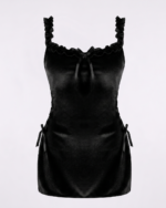 Charming Ruffled Velvet Slip Dress Nightgown - One Size (50-80 kg) - Image 4