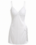 Elegant Satin & Lace Chemise Nightgown - One Size (50-80 kg)