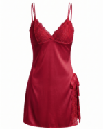Elegant Satin & Lace Chemise Nightgown - One Size (50-80 kg) - Image 2