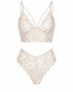 Charming Floral Lace 2-Piece Lingerie Set - One Size (50-80kg)