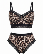 Fierce Leopard Print & Lace Two-Piece Lingerie Set