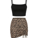 Fierce Leopard Print Lace-Trimmed Satin Chemise