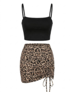 Fierce Leopard Print Lace-Trimmed Satin Chemise