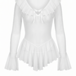 Romantic Sheer Mesh Ruffled Long-Sleeve Teddy