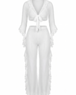 Alluring Sheer Mesh & Lace Two-Piece Lounge Set - Image 2