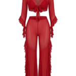 Alluring Sheer Mesh & Lace Two-Piece Lounge Set