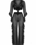 Alluring Sheer Mesh & Lace Two-Piece Lounge Set - Image 4