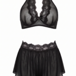 Romantic Sheer Mesh & Lace Halter Two-Piece Sleepwear Set