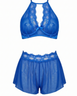 Romantic Sheer Mesh & Lace Halter Two-Piece Sleepwear Set - Image 5