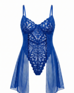 Exquisite Lace Teddy Bodysuit with Flowy Sheer Side Skirts - Image 2