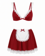 Playful French Maid Two-Piece Lingerie Set – Lace-Trimmed Bralette & Mini Skirt with Apron - Image 3
