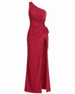 Elegance One-Shoulder Cutout Side-Slit Maxi Dress - Image 2