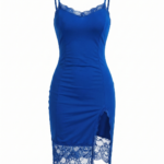 Lace-Trimmed Slit Bodycon Slip Dress