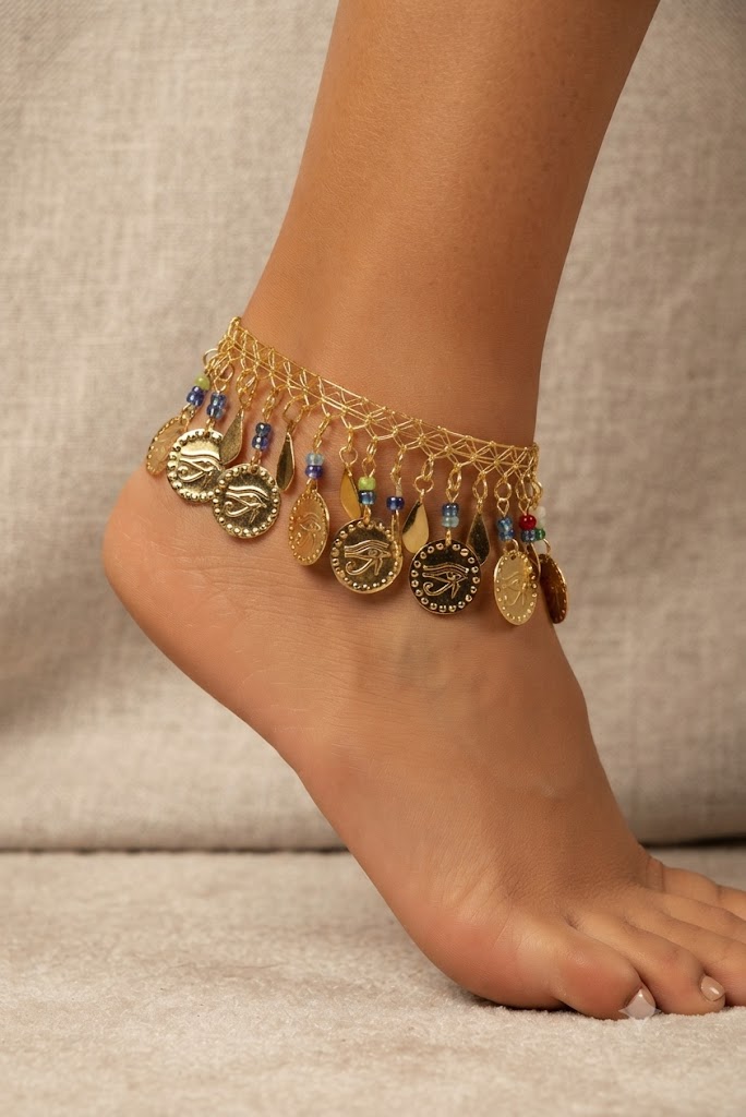 WhatsApp Image 2026-08-07 at 5.56.35 PM Boho Gold Eye of Horus Coin Anklet with Colorful Beads - Image 1