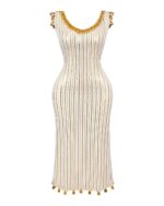 White and Gold Belly Dance Dress with Coin Embellishments