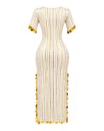 White and Gold Belly Dance Dress with Coin Details - Image 2