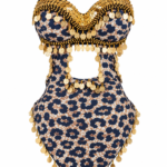 Blue Floral Belly Dance Bra and Skirt Set with Gold Coins