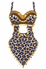 Blue Floral Belly Dance Bra and Skirt Set with Gold Coins