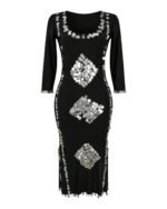 Classic Black Baladi Galabeya Dress with Silver Sequin Details