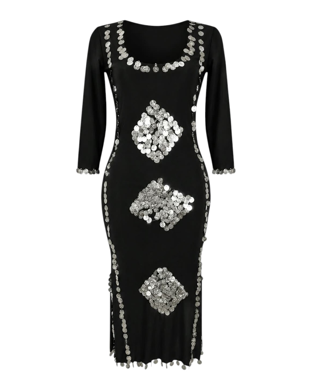 WhatsApp Image 2026-09-02 at 8.46.51 PM Classic Black Baladi Galabeya Dress with Silver Sequin Details - Image 1