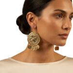 Gold Round Statement Earrings with Coin Details