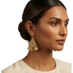 Gold Triangle Statement Earrings with Coin Details